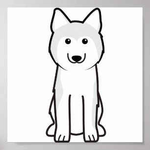 Siberian Husky Dog Cartoon Poster