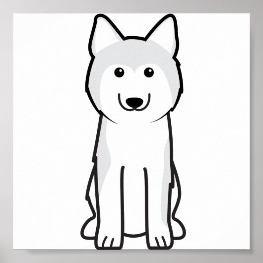 Siberian Husky Dog Cartoon Poster (Voorkant)