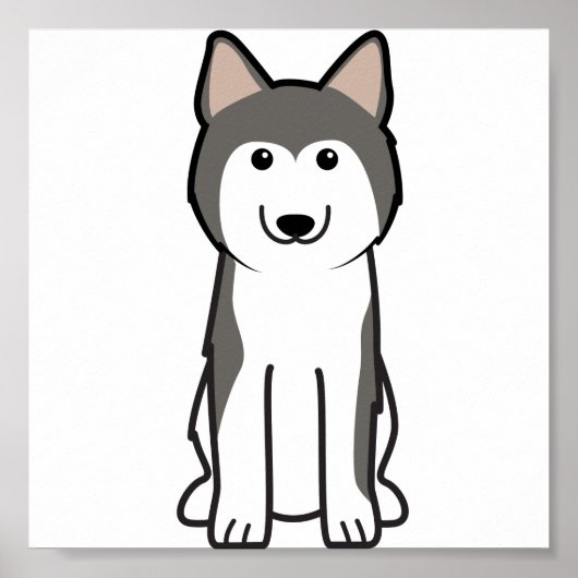 Siberian Husky Dog Cartoon Poster (Voorkant)