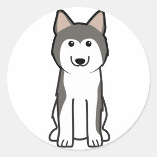 Siberian Husky Dog Cartoon Ronde Sticker