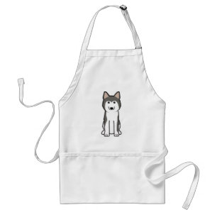 Siberian Husky Dog Cartoon Standaard Schort