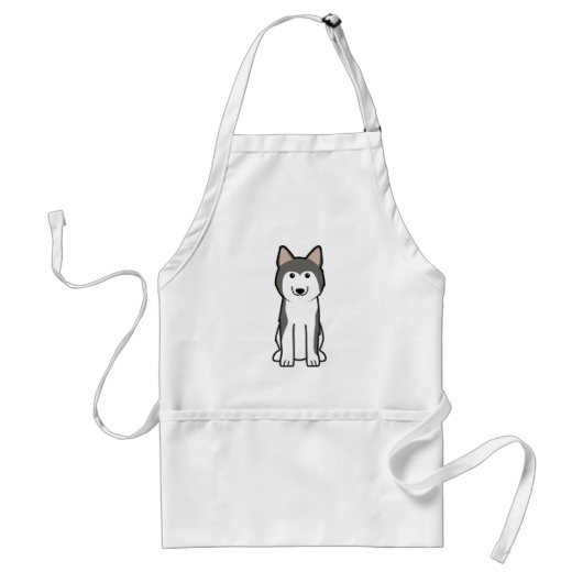 Siberian Husky Dog Cartoon Standaard Schort (Voorkant)