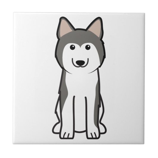 Siberian Husky Dog Cartoon Tegeltje (Voorkant)