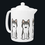 Siberian Husky Dog Cartoon Theepot<br><div class="desc">Siberië Husky. Ontwerp door DogBreedCartoon</div>