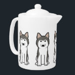 Siberian Husky Dog Cartoon Theepot<br><div class="desc">Siberië Husky. Ontwerp door DogBreedCartoon</div>