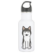 Siberian Husky Dog Cartoon Waterfles (Voorkant)