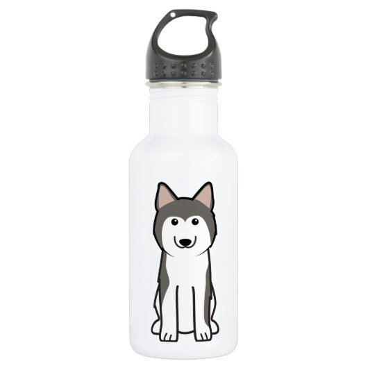 Siberian Husky Dog Cartoon Waterfles (Voorkant)