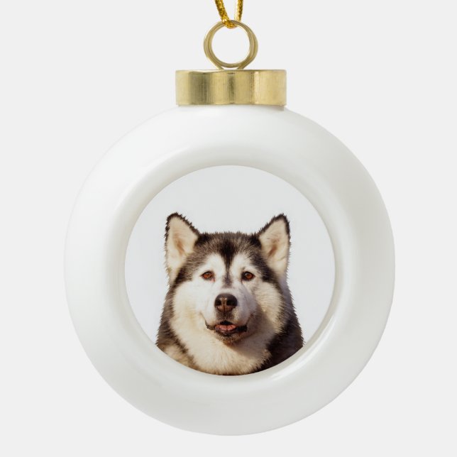 Siberian Husky Dog Ceramic Ball Kerstannament Keramische Bal Ornament (Voorkant)