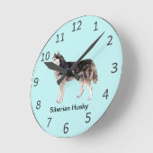 Siberian Husky Dog Clock Ronde Klok (Hoek)