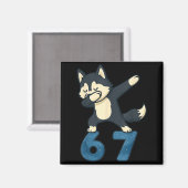 Siberian Husky Dog Dabbing 67 Meme Six Seven Funny Magneet (Voorkant / Achterkant)