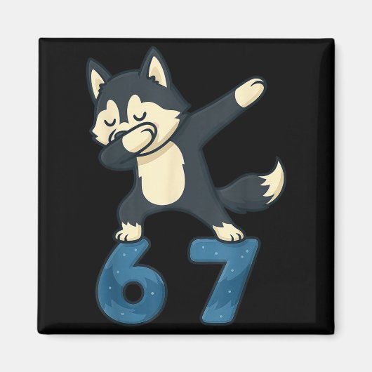 Siberian Husky Dog Dabbing 67 Meme Six Seven Funny Magneet (Voorkant)