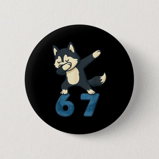 Siberian Husky Dog Dabbing 67 Meme Six Seven Funny Ronde Button 5,7 Cm (Voorkant)