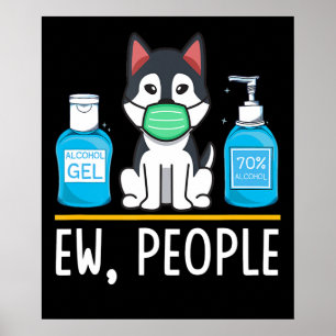 Siberian Husky Dog Face Mask en Hand Wash Poster