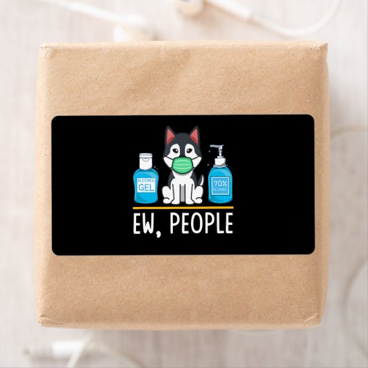 Siberian Husky Dog Face Mask Hand Sanitizer Funny Etiket (Insitu)