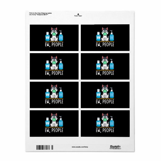 Siberian Husky Dog Face Mask Hand Sanitizer Funny Etiket (Full Sheet)