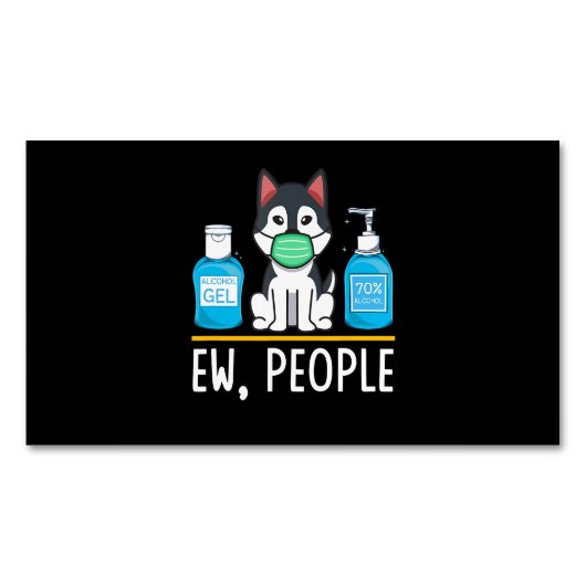 Siberian Husky Dog Face Mask Hand Sanitizer Funny Magnetisch Visitekaartje (Voorkant)