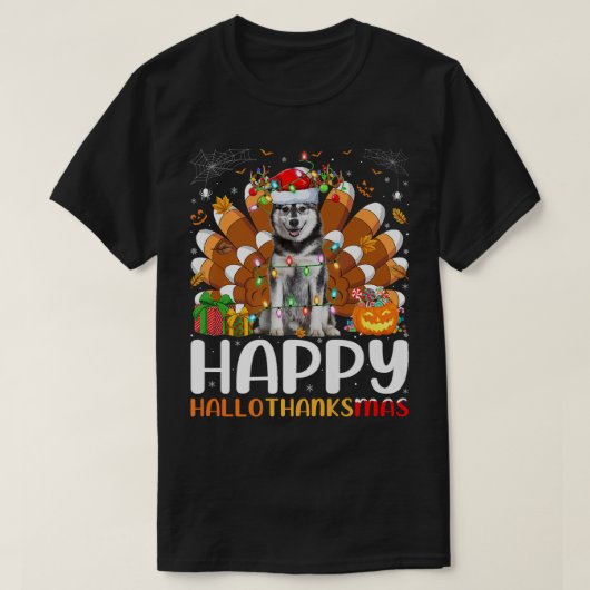 Siberian Husky Dog Halloween KerstHappy Hallo T-shirt (Design voorkant)