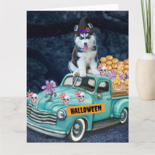 Siberian Husky Dog Halloween Truck Scary Night Kaart