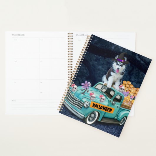Siberian Husky Dog Halloween Truck Scary Night Planner (Display)