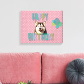 Siberian Husky Dog Happy Birthday Canvas Afdruk (Insitu (Woonkamer))