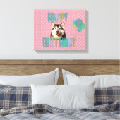 Siberian Husky Dog Happy Birthday Canvas Afdruk (Insitu (Slaapkamer))
