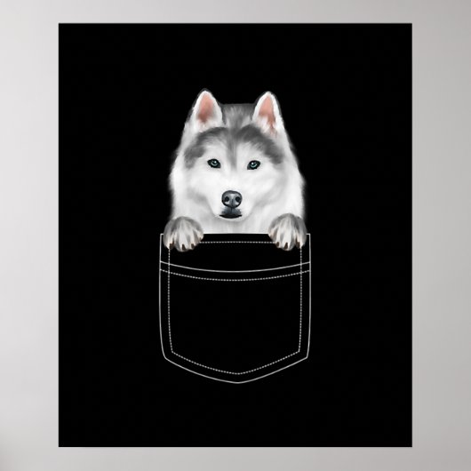 Siberian Husky Dog in Pocket |Funny Dog Lover Gift Poster (Voorkant)