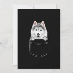 Siberian Husky Dog in Pocket Funny Dog Lover Gift Save The Date
