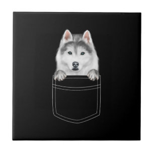 Siberian Husky Dog in Pocket Funny Dog Lover Gift Tegeltje