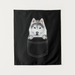 Siberian Husky Dog in Pocket  Funny Dog Lover Gift Wandkleed