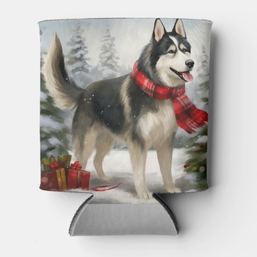 Siberian Husky Dog in sneeuwkerst Blikjeskoeler (Voorkant)