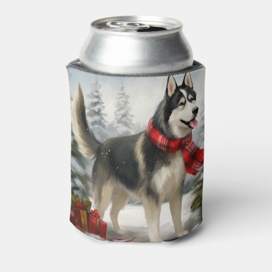 Siberian Husky Dog in sneeuwkerst Blikjeskoeler (Blikje Achterkant)