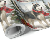 Siberian Husky Dog in sneeuwkerst Cadeaupapier (Rol Hoek)