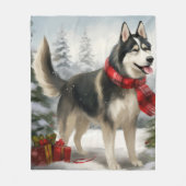 Siberian Husky Dog in sneeuwkerst Fleece Deken (Voorkant)