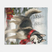 Siberian Husky Dog in sneeuwkerst Fleece Deken (Voorkant (Horizontaal))