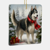 Siberian Husky Dog in sneeuwkerst Keramisch Ornament (Rechts)