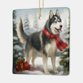 Siberian Husky Dog in sneeuwkerst Keramisch Ornament (Links)