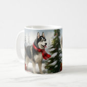 Siberian Husky Dog in sneeuwkerst Koffiemok (Voorkant links)