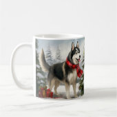 Siberian Husky Dog in sneeuwkerst Koffiemok (Links)