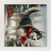 Siberian Husky Dog in sneeuwkerst Legpuzzel (Horizontaal)