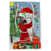 Siberian Husky Dog in sneeuwkerst Medium Cadeauzakje (Voorkant)