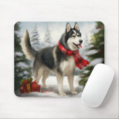 Siberian Husky Dog in sneeuwkerst Muismat (Met muis)