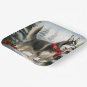 Siberian Husky Dog in sneeuwkerst Papieren Bordje (Gebogen)