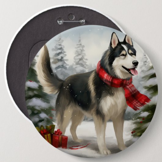 Siberian Husky Dog in sneeuwkerst Ronde Button 6,0 Cm (Voorkant /achterkant)