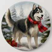 Siberian Husky Dog in sneeuwkerst Ronde Button 6,0 Cm (Voorkant)