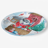 Siberian Husky Dog in sneeuwkersthondenhuis Papieren Bordje (Gekanteld)