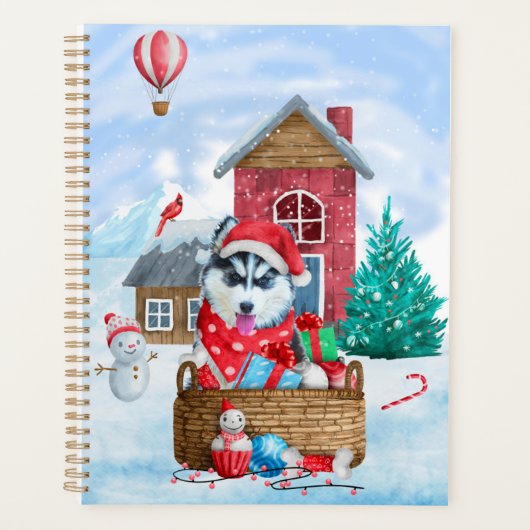 Siberian Husky Dog in sneeuwkersthondenhuis Planner (Voorkant)