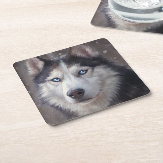 Siberian Husky Dog Kartonnen Onderzetters (Schuin)