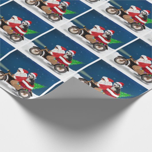 Siberian Husky Dog kerstkerstkerstman Cadeaupapier (Hoek)