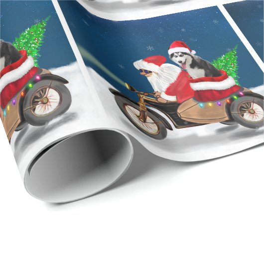 Siberian Husky Dog kerstkerstkerstman Cadeaupapier (Rol Hoek)