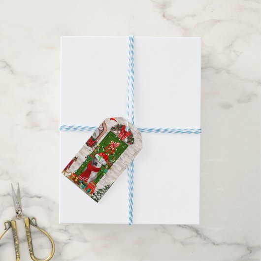 Siberian Husky Dog Kerstmis Cadeaulabel (Met Touw)